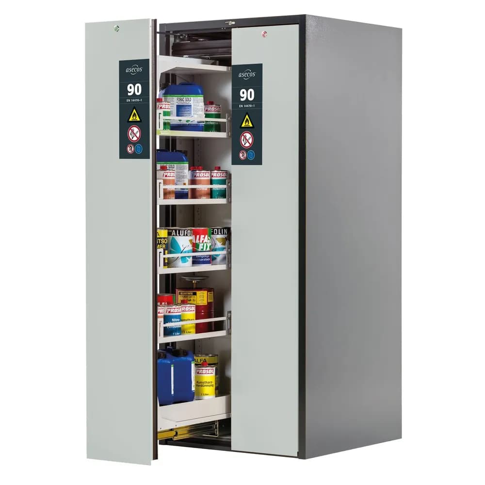 asecos® - Sicherheitsschrank V-Line 819 x860 x 1966mm, Tür RAL 7035, 8 Fachböden