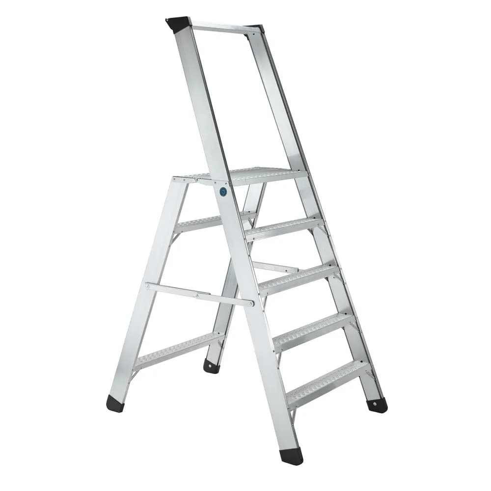 ZARGES - Podestleiter 5 Stufen, einseitig begehbar, Aluminium