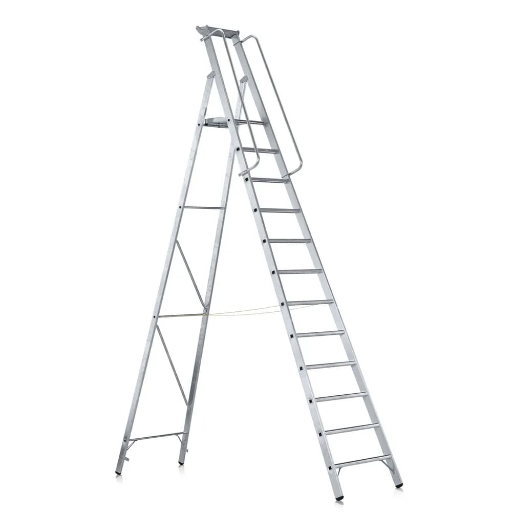ZARGES - Stehleiter 12 Stufen, Aluminium, einseitig begehbar, H 4.270mm, B 860mm
