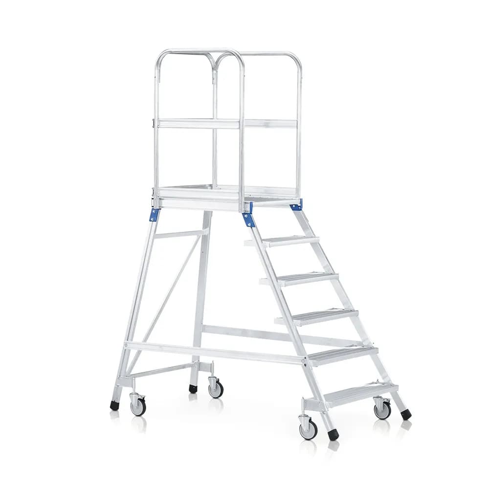 ZARGES - Podesttreppe 4 Stufen, fahrbar Plattform B600mm L800mm, Stufe T200mm