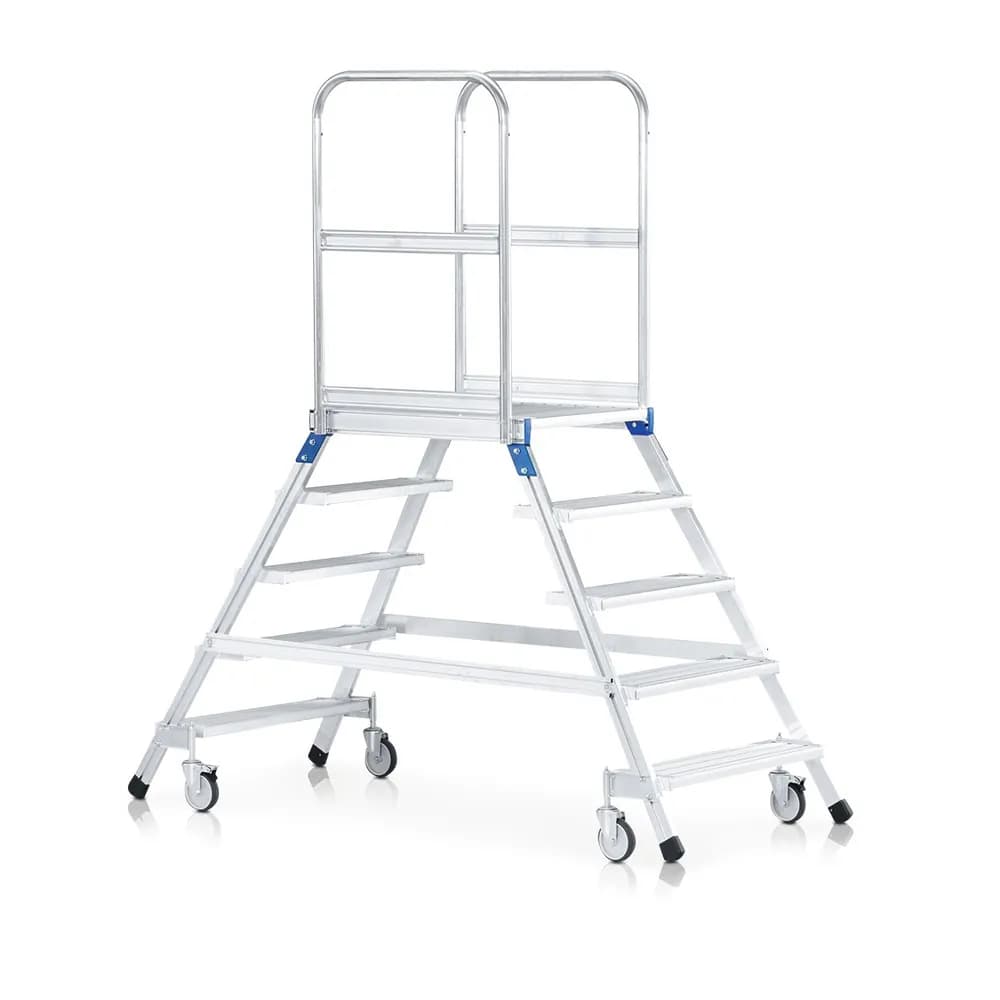 ZARGES - Podesttreppe 4 Stufen, fahrbar Plattform B600mm L800mm, Stufe T200mm
