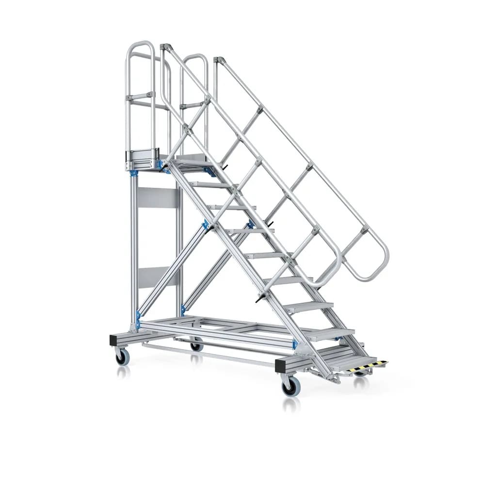 ZARGES - Plattformtreppe, fahrbar 13 Stu. 60° 3250mm Breite Stufen 600mm Anz.Lenkr. 4