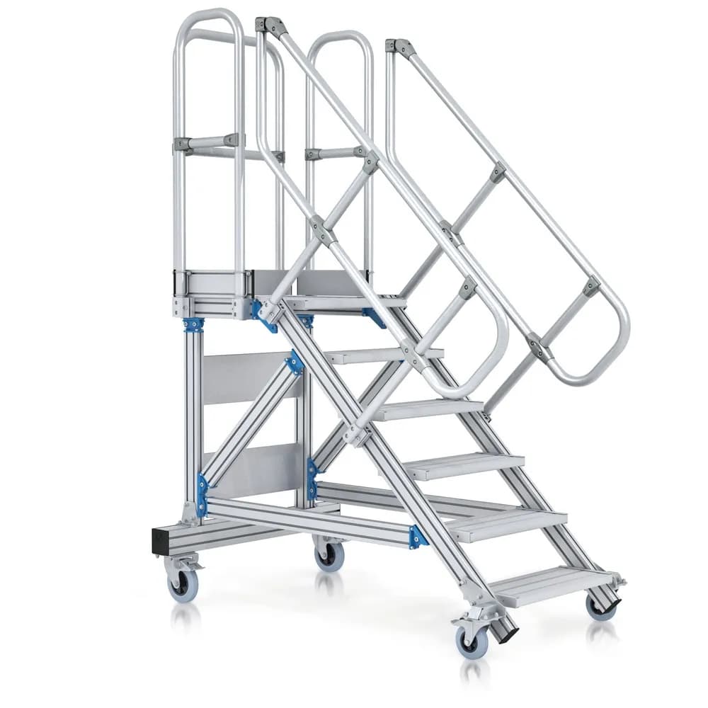 ZARGES - Treppe 7 Stufen, 45°, Stufenbreite 600mm, beidseitiger Handlauf
