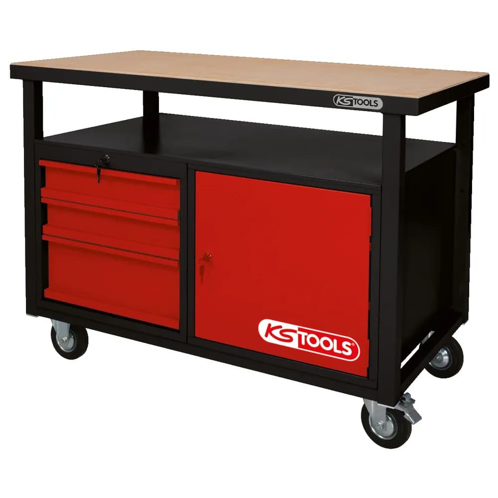 KSTOOLS® - Fahrbare Werkbank mit 3 Schubladen und 1 Tür