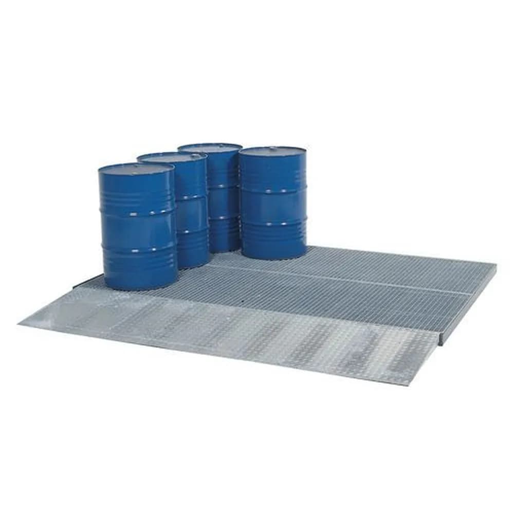 DENIOS classic-line - Bodenelement classic-line, verzinkt, m. Gitterrost, Radlast 2000 kg, 1862x1362x78