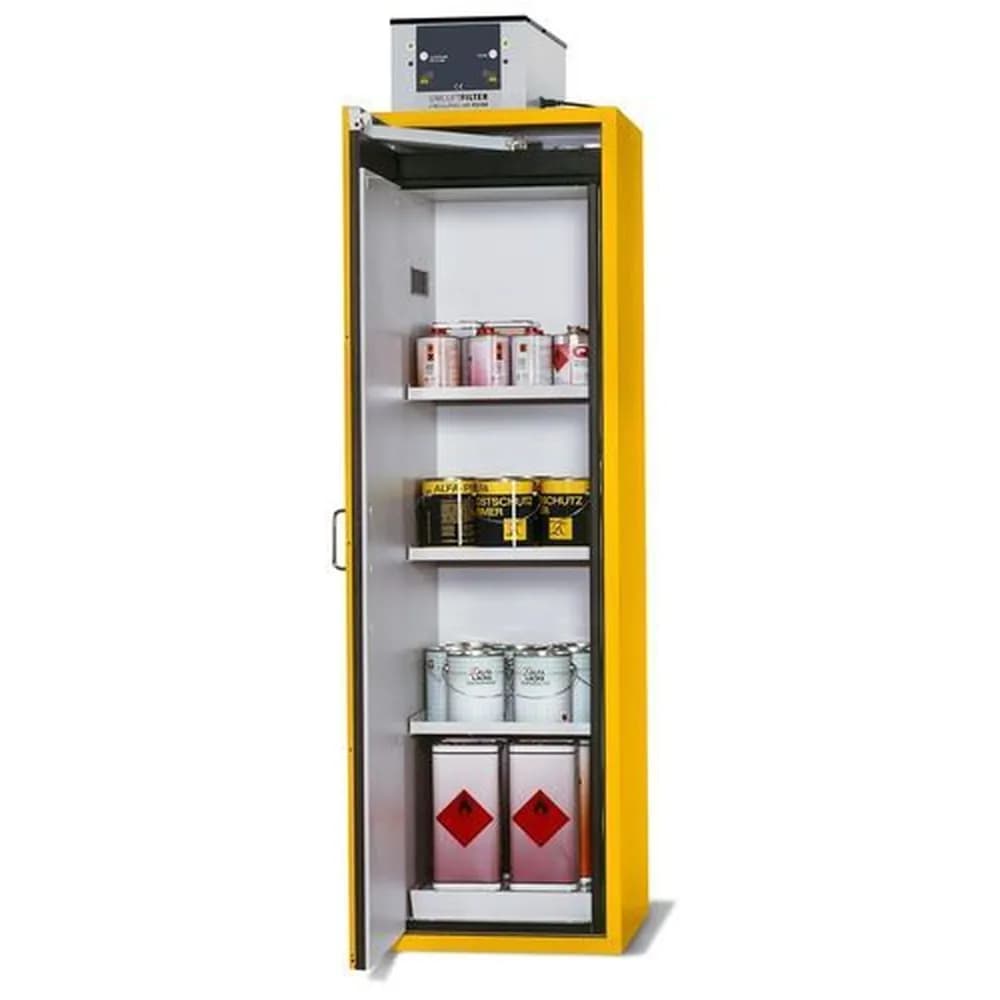 asecos® - asecos Feuerbeständiger Gefahrstoffschrank G-601, mit 3 Einlegeböden, Türanschlag links, gelb