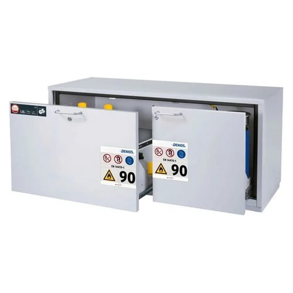 asecos® - Gefahrstoff-Unterbauschrank GU 140 mit 2 Auszugswannen, grau