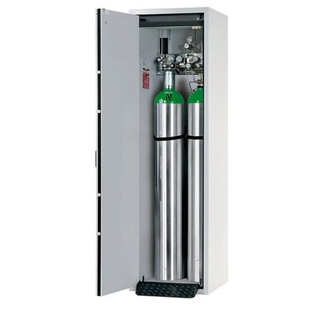 asecos® - asecos Gasflaschenschrank feuerbeständig G30, 2 x 50 l Flaschen, B 600 mm, Tür links, grau