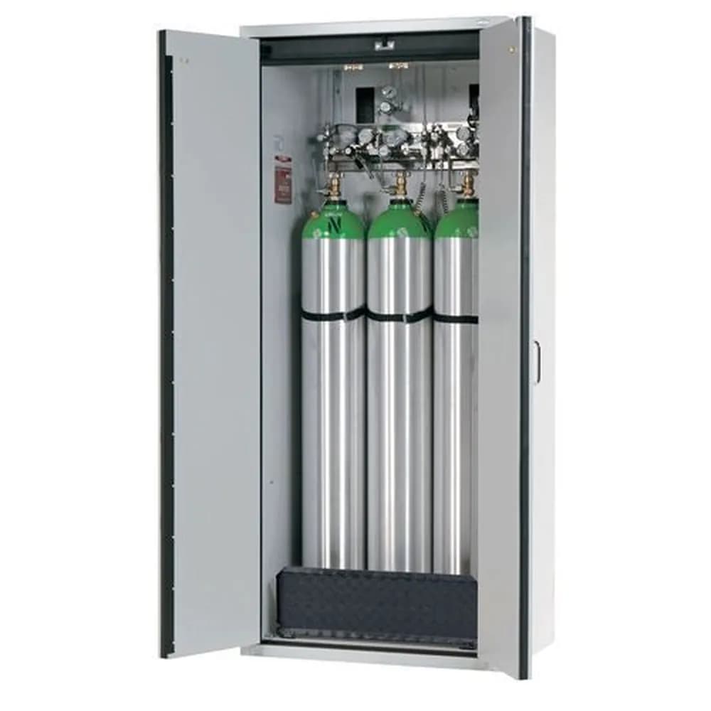 asecos® - asecos Gasflaschenschrank feuerbeständig G30, 3 x 50 l Flaschen, B 900 mm, 2-flügelige Tür, grau