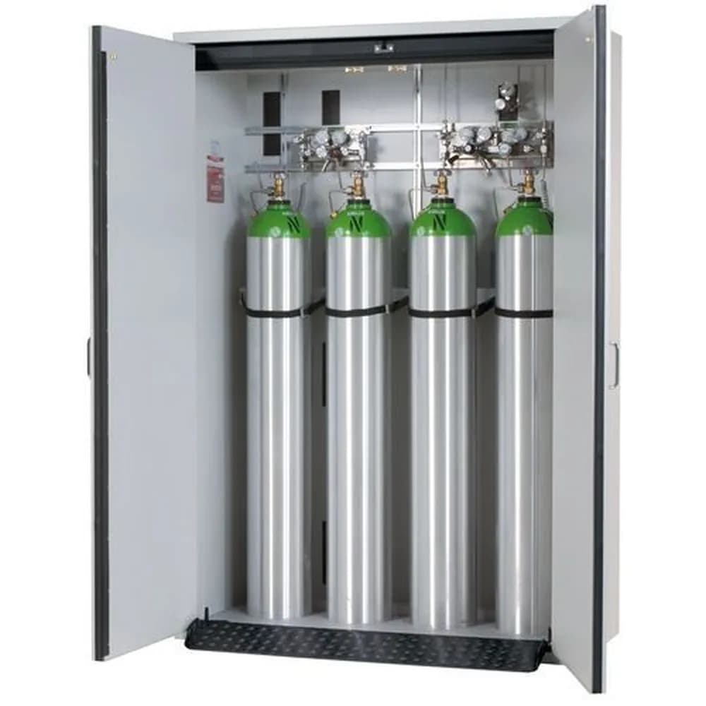 asecos® - asecos Gasflaschenschrank feuerbeständig G30, 4 x 50 l Flaschen, B 1400 mm, 2-flügelige Tür, grau