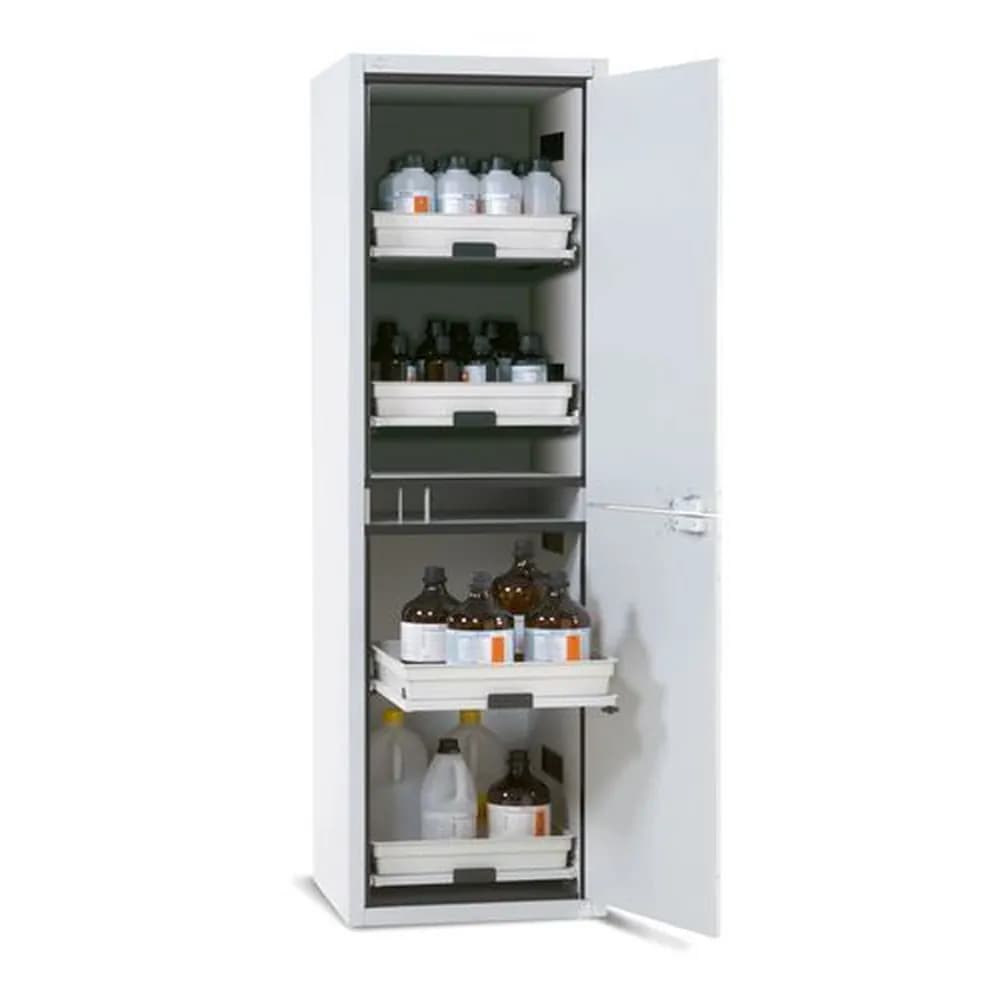 asecos® - Säuren- und Laugenschrank SL 604 mit Türanschlag rechts und 4 Auszugswannen