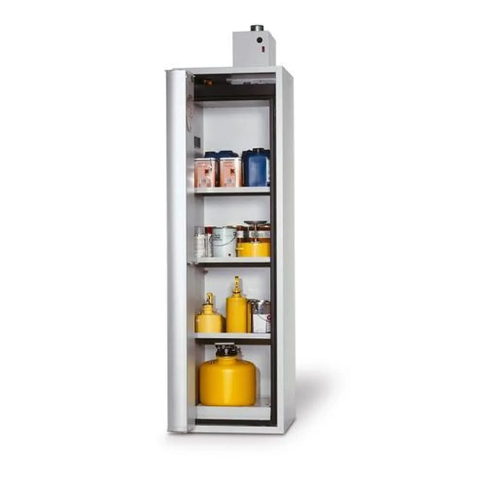asecos® - asecos Feuerbeständiger Gefahrstoffschrank "one touch", 3 Einlegeböden, Türanschlag links, grau