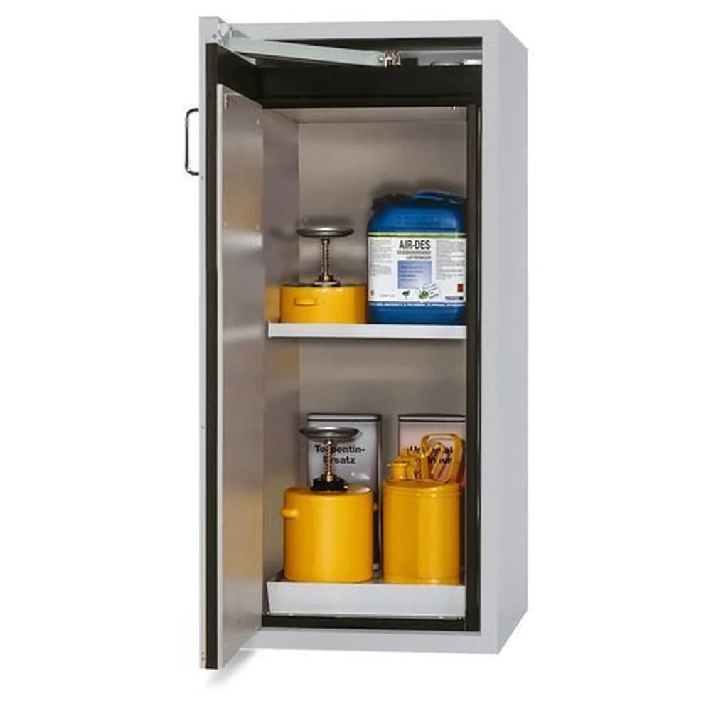 asecos® - asecos Feuerbeständiger Gefahrstoffschrank "one touch", 1 Einlegeboden, Türanschlag links, grau