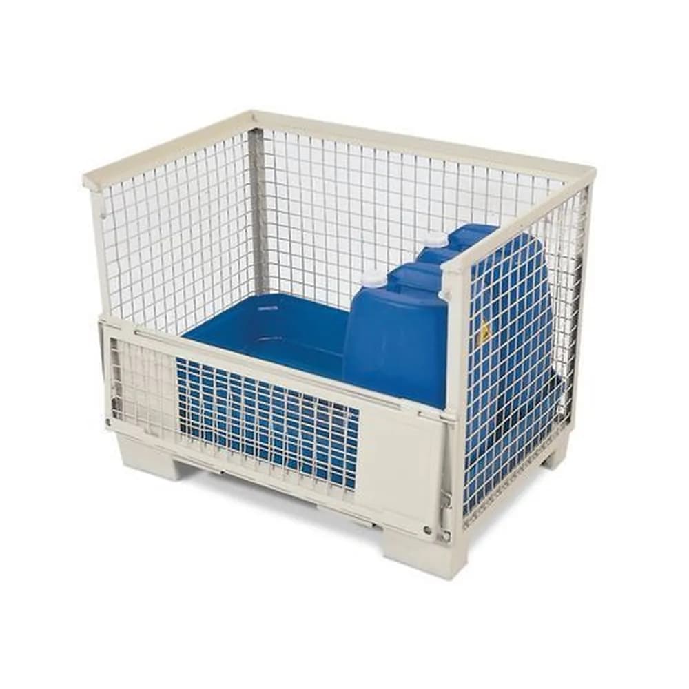 DENIOS classic-line - Euro-Gitterbox mit PE-Gitterboxwanne GW-Z zur Lagerung von Gefahrstoffen, 130 Liter Auffangvolumen