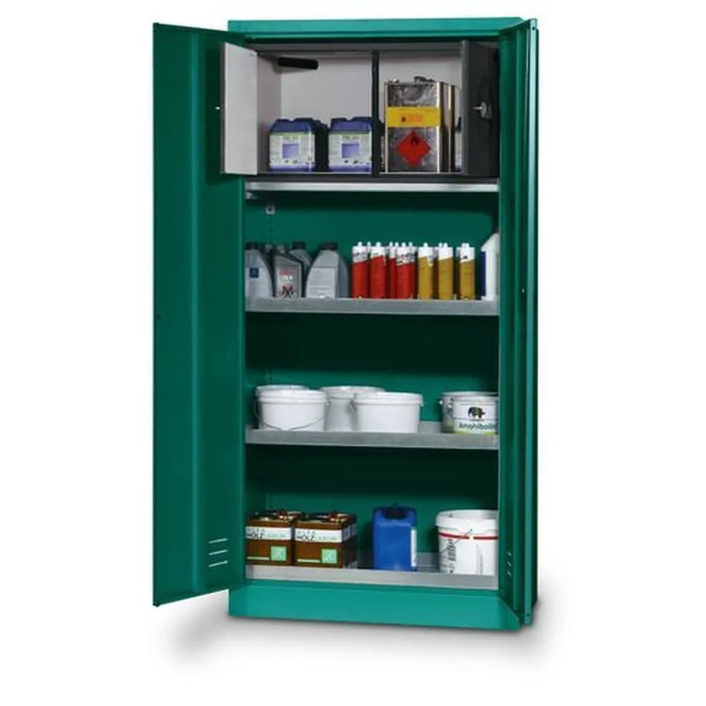 asecos® - PSM-Schrank 19 mit 1 Bodenwanne gemäß Stawa-R, 2 Wannenböden und Sicherheitsbox