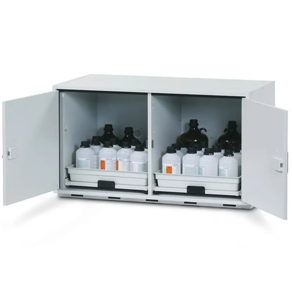 asecos® - Säuren- und Laugenschrank SL 112 mit 2-flügliger Tür und 2 Auszugswannen