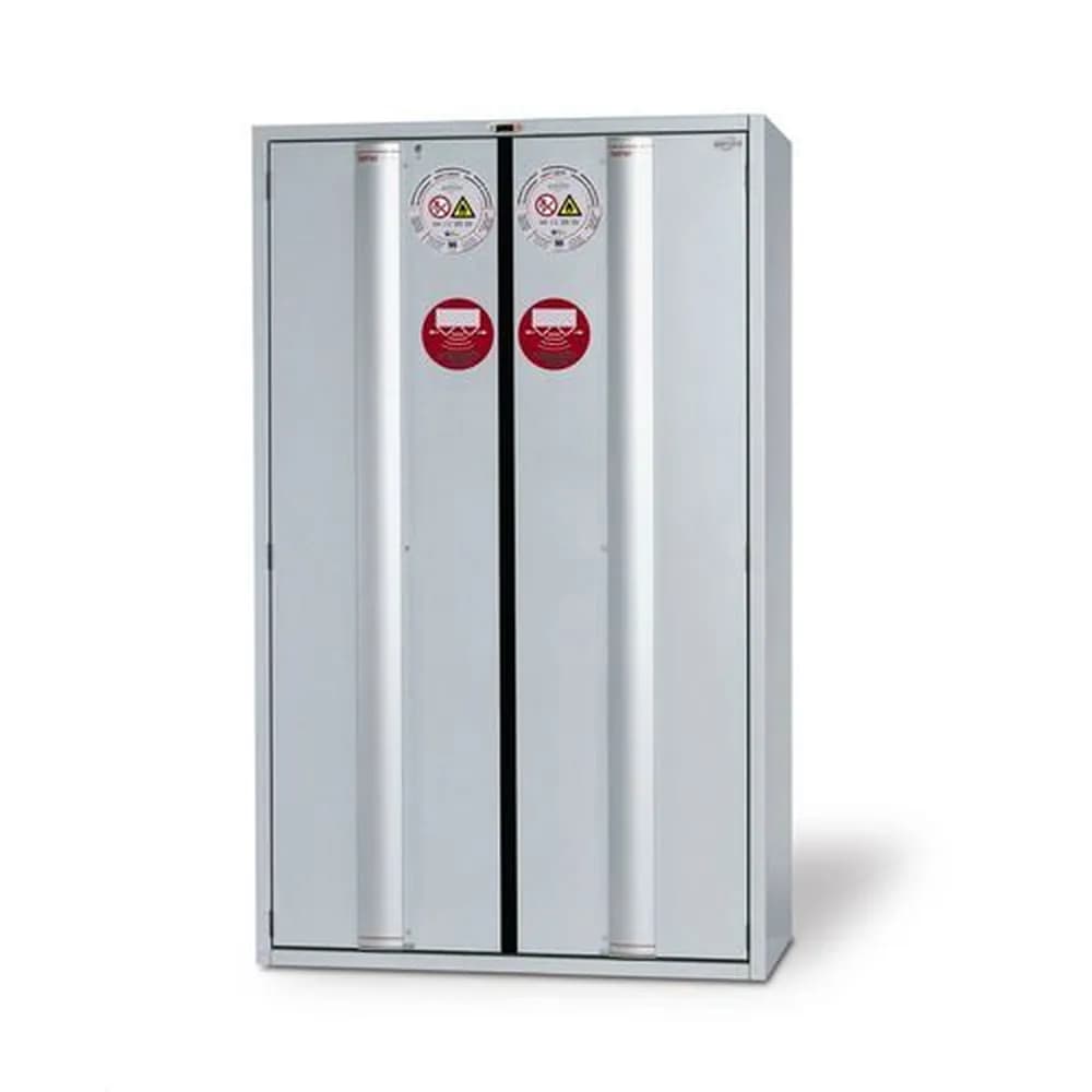 asecos® - asecos Feuerbeständiger Gefahrstoffschrank GT 1200-E, "touch-less", Einlegeböden, 2-türig, grau