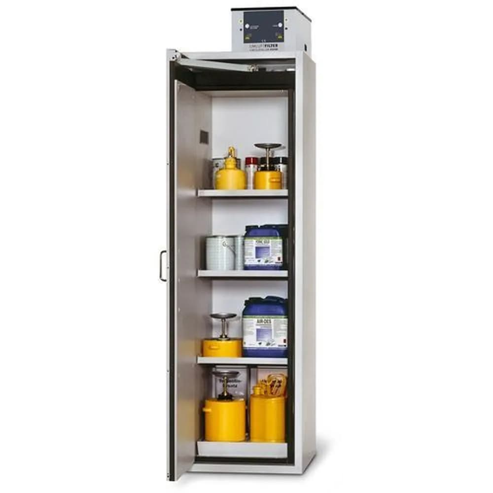 asecos® - asecos Feuerbeständiger Gefahrstoffschrank G-601, mit 3 Einlegeböden, Türanschlag links, grau