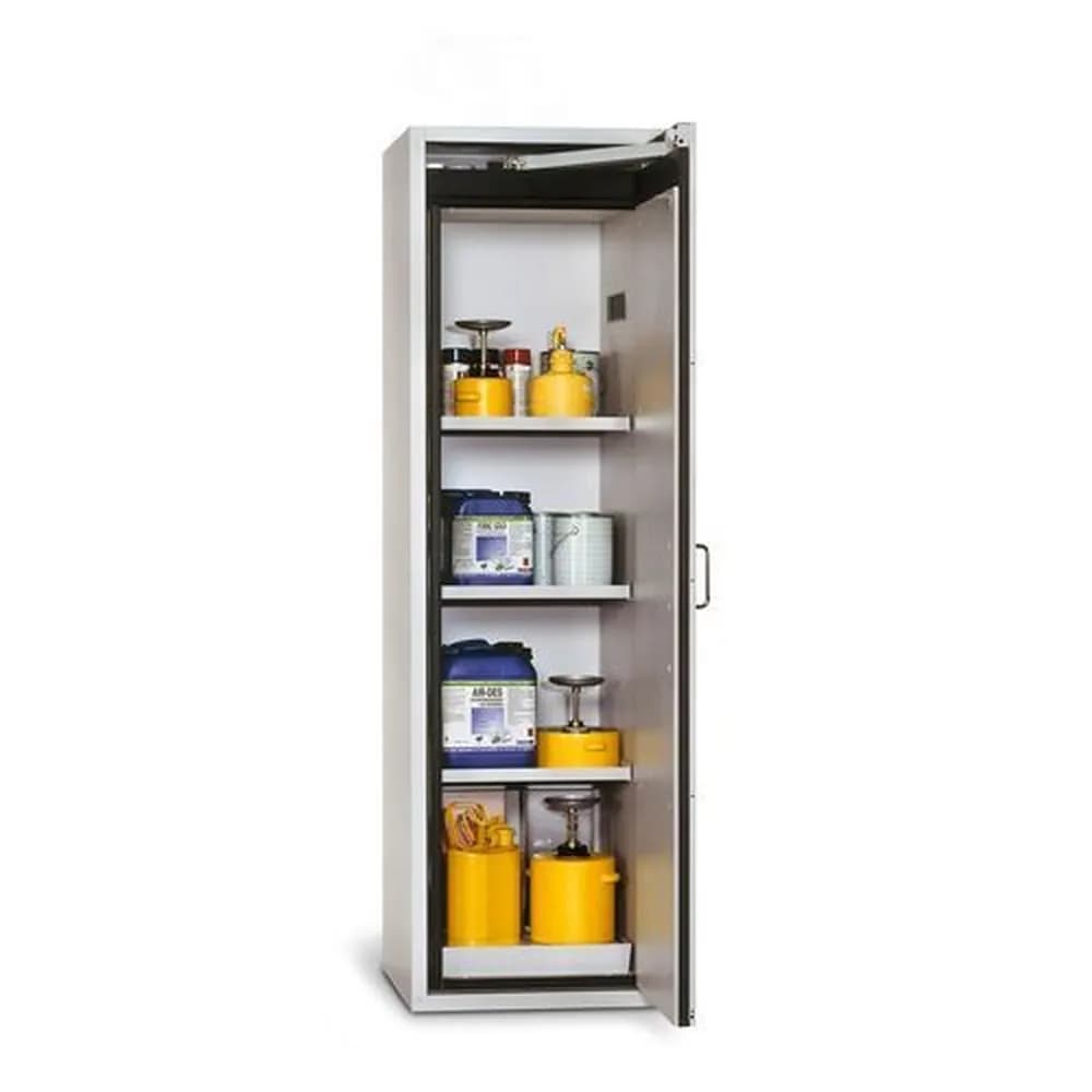 asecos® - asecos Feuerbeständiger Gefahrstoffschrank G-601, mit 3 Einlegeböden, Türanschlag rechts, grau