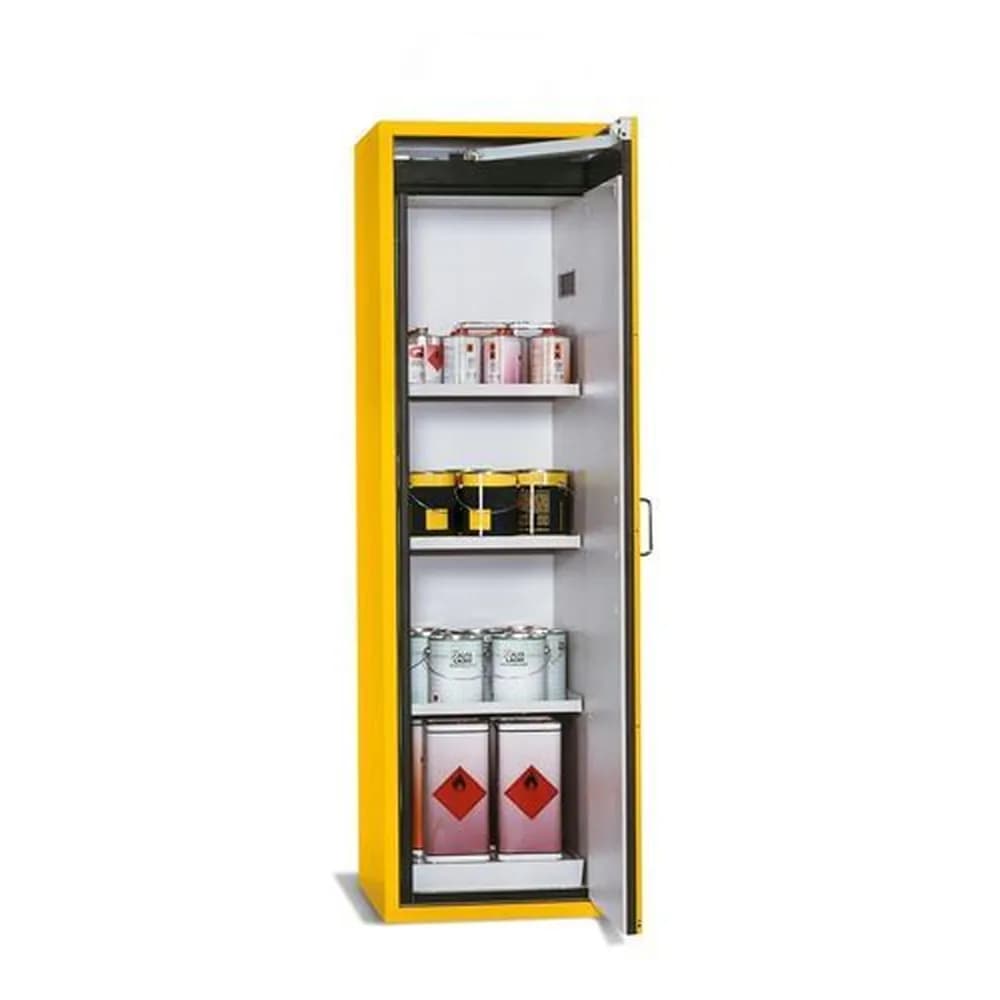 asecos® - asecos Feuerbeständiger Gefahrstoffschrank G-601, mit 3 Einlegeböden, Türanschlag rechts, gelb