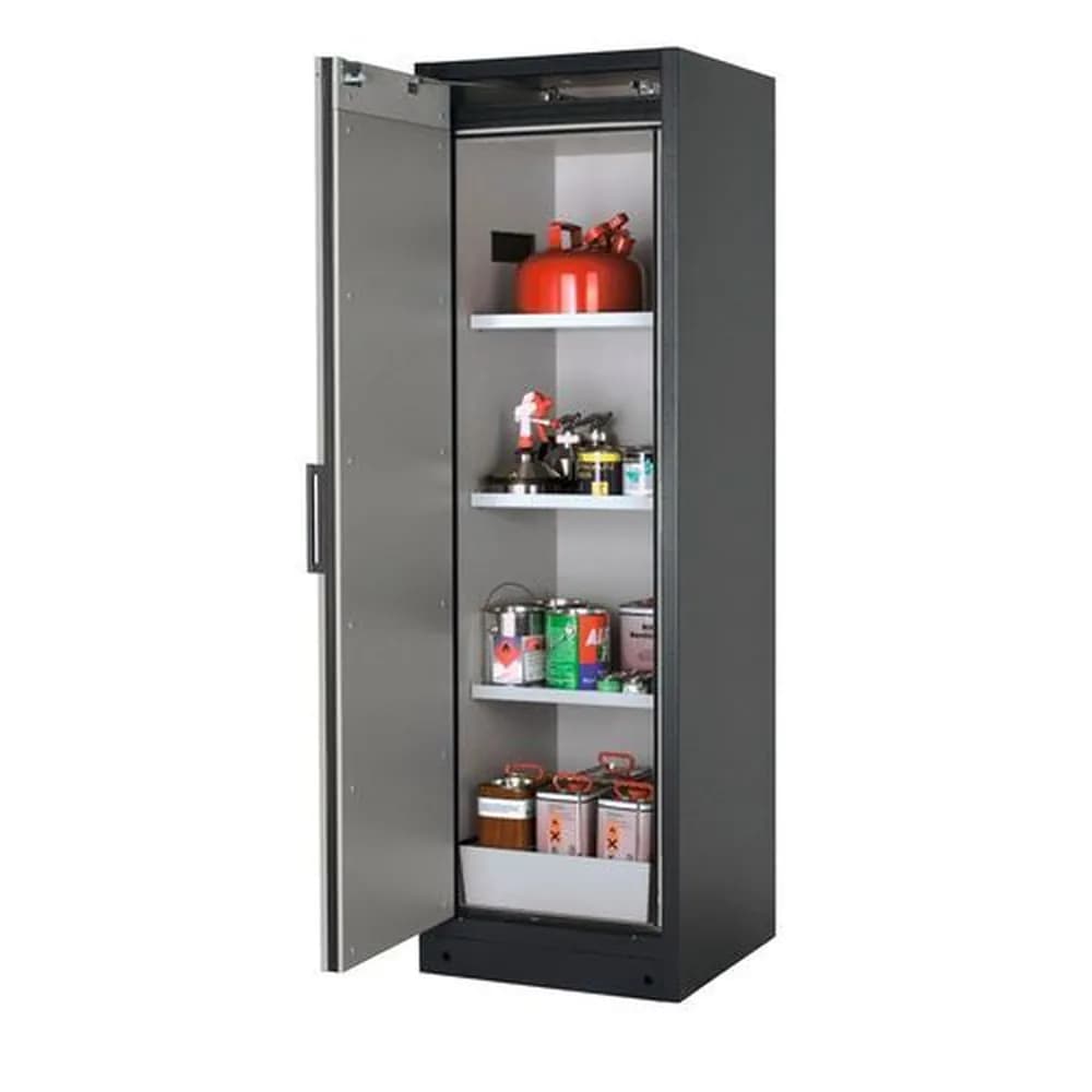 asecos® - asecos Feuerbeständiger Gefahrstoffschrank Select W-63L-O "one touch", 3 Einlegeböden, Tür silber