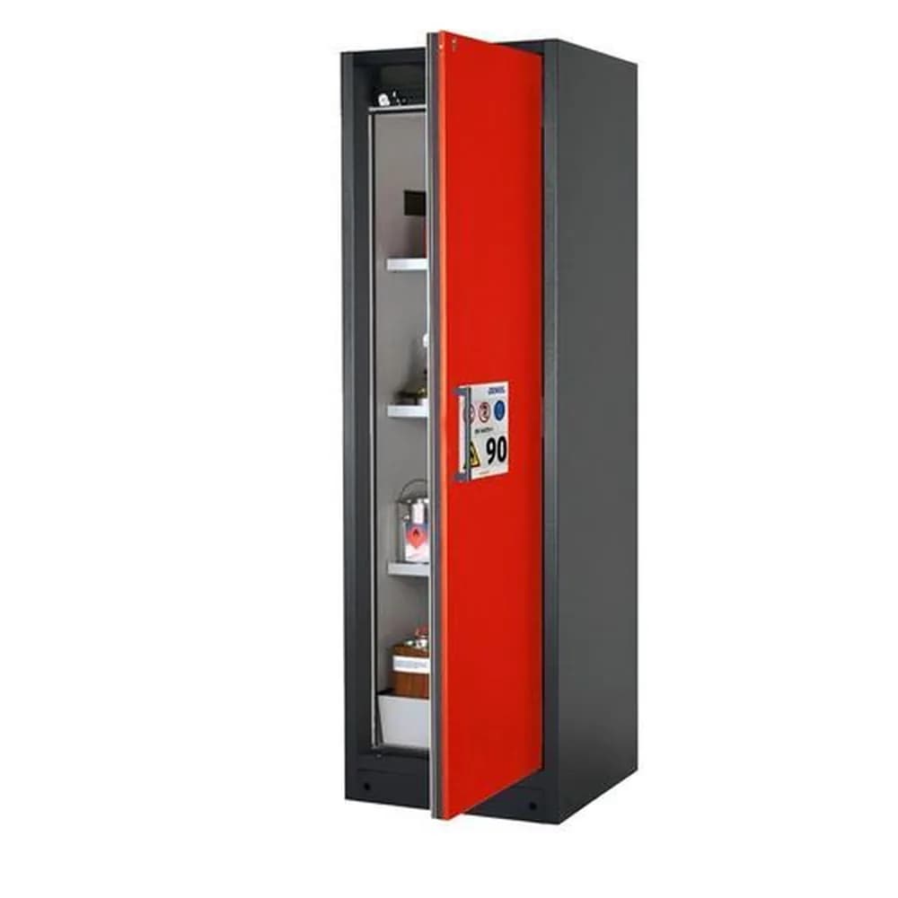 asecos® - asecos Feuerbeständiger Gefahrstoffschrank Select W-63R-O "one touch", 3 Einlegeböden, Tür rot