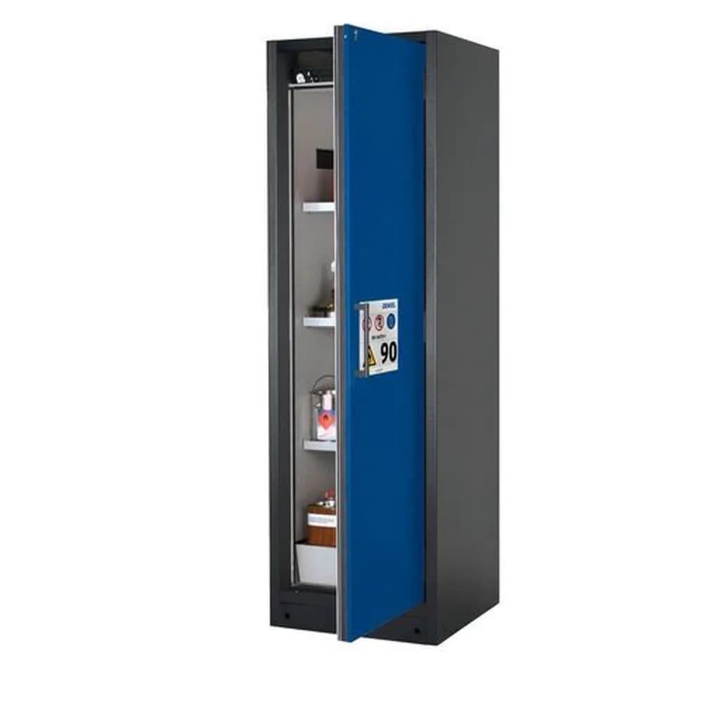 asecos® - asecos Feuerbeständiger Gefahrstoffschrank Select W-63R, 3 Einlegeböden, Tür blau (rechts)