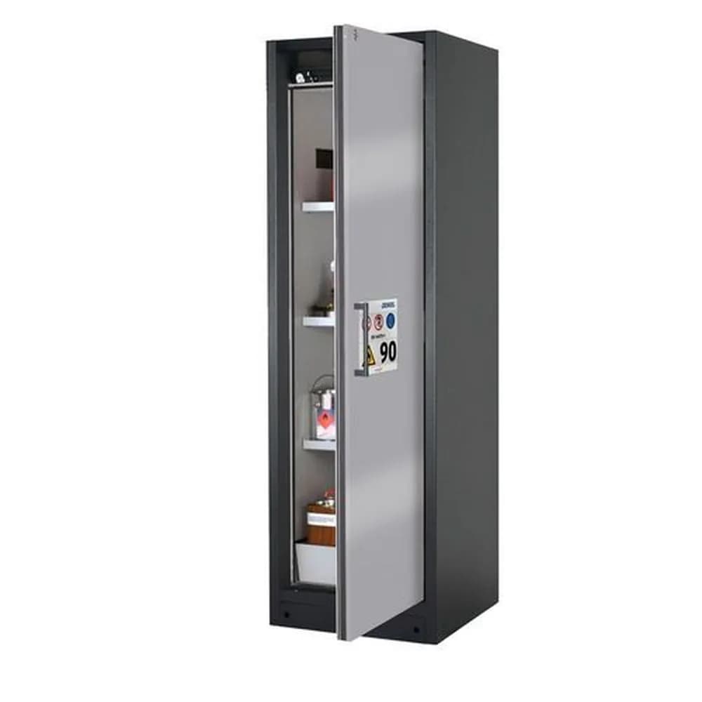 asecos® - asecos Feuerbeständiger Gefahrstoffschrank Select W-63R, 3 Einlegeböden, Tür silber (rechts)