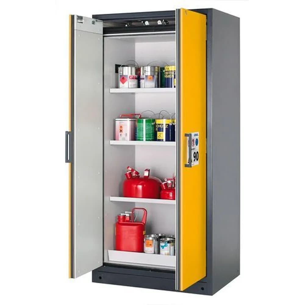 asecos® - Feuerbeständiger Gefahrstoffschrank Select FM W-93, 3 Einlegeböden, Türen gelb
