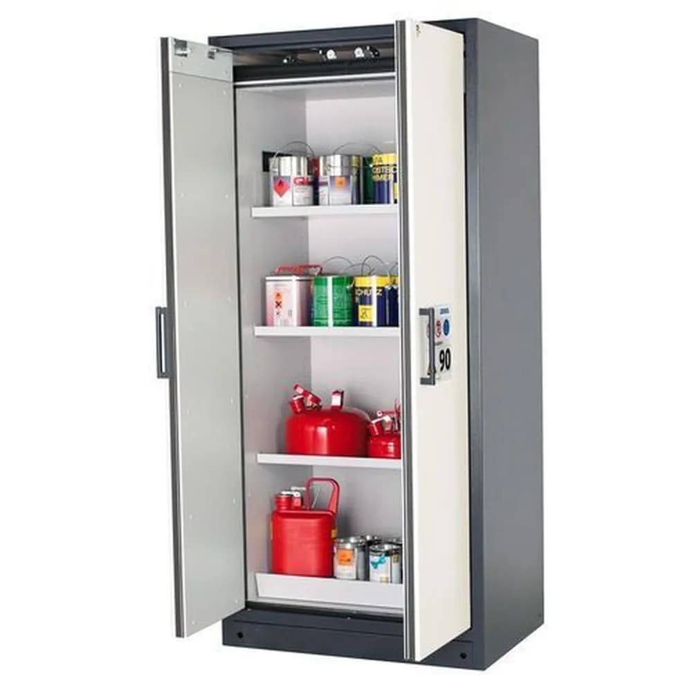 asecos® - Feuerbeständiger Gefahrstoffschrank Select W-93, 3 Einlegeböden, Türen weiß