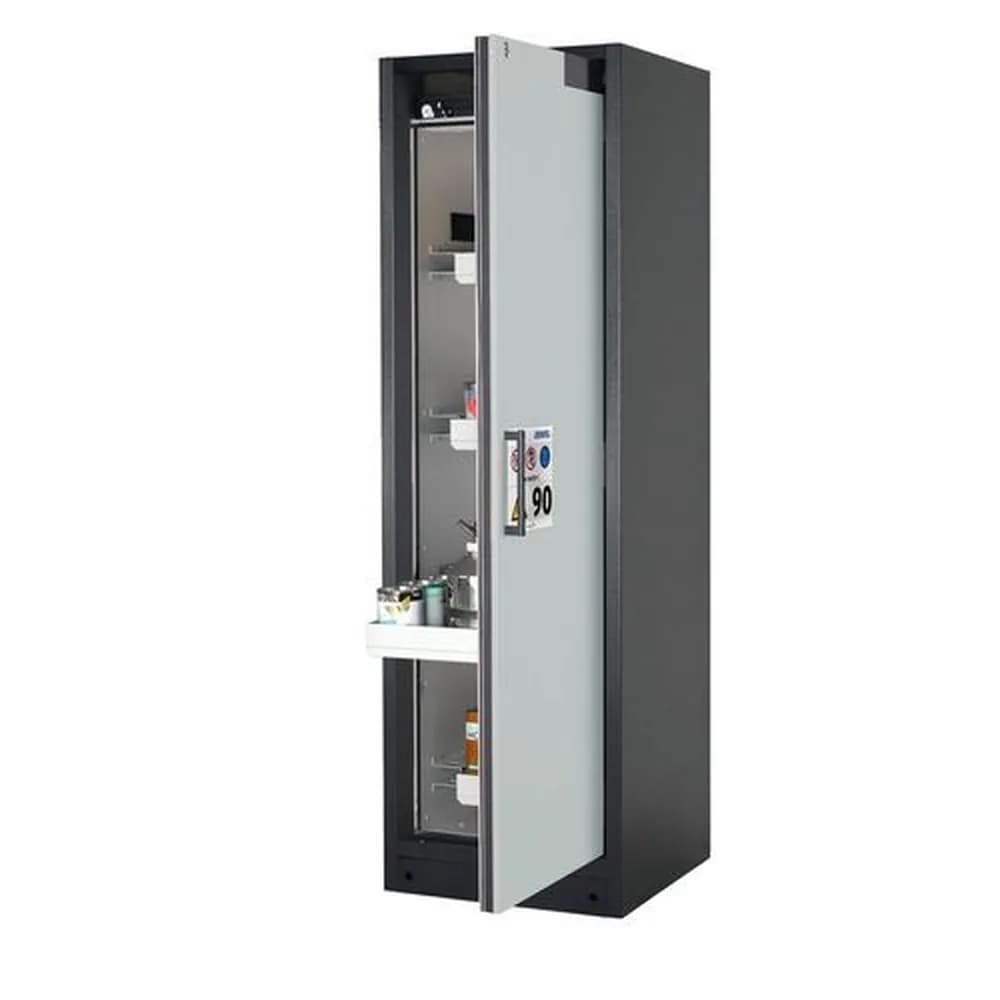 asecos® - asecos Feuerbeständiger Gefahrstoffschrank Select W-64R, 4 Auszugswannen, Tür grau (rechts)