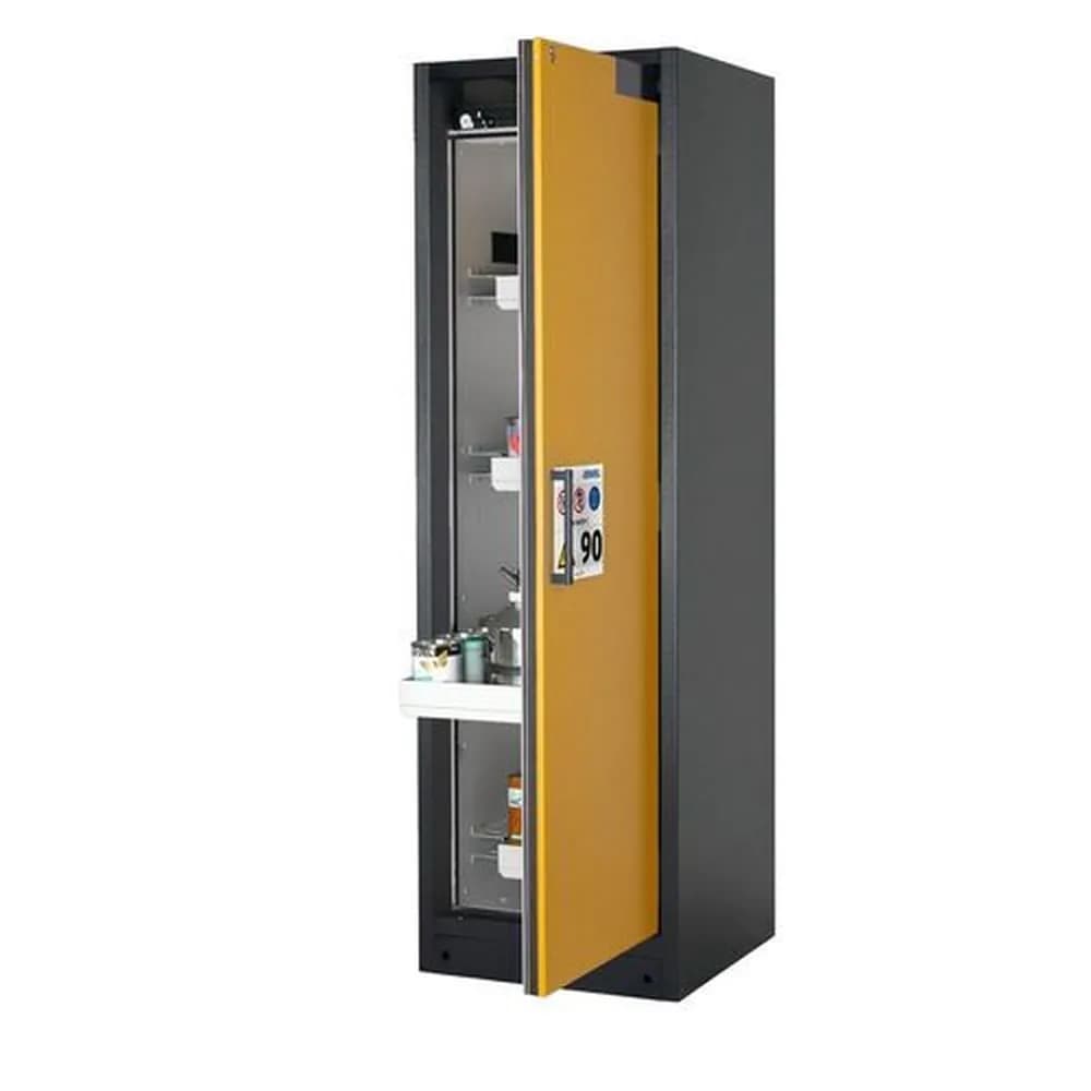 asecos® - asecos Feuerbeständiger Gefahrstoffschrank Select W-64R, 4 Auszugswannen, Tür gelb (rechts)