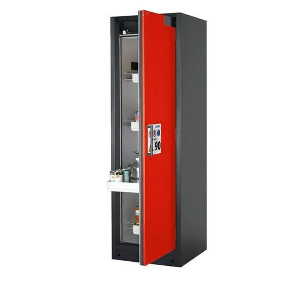 asecos® - asecos Feuerbeständiger Gefahrstoffschrank Select W-64R, 4 Auszugswannen, Tür rot (rechts)