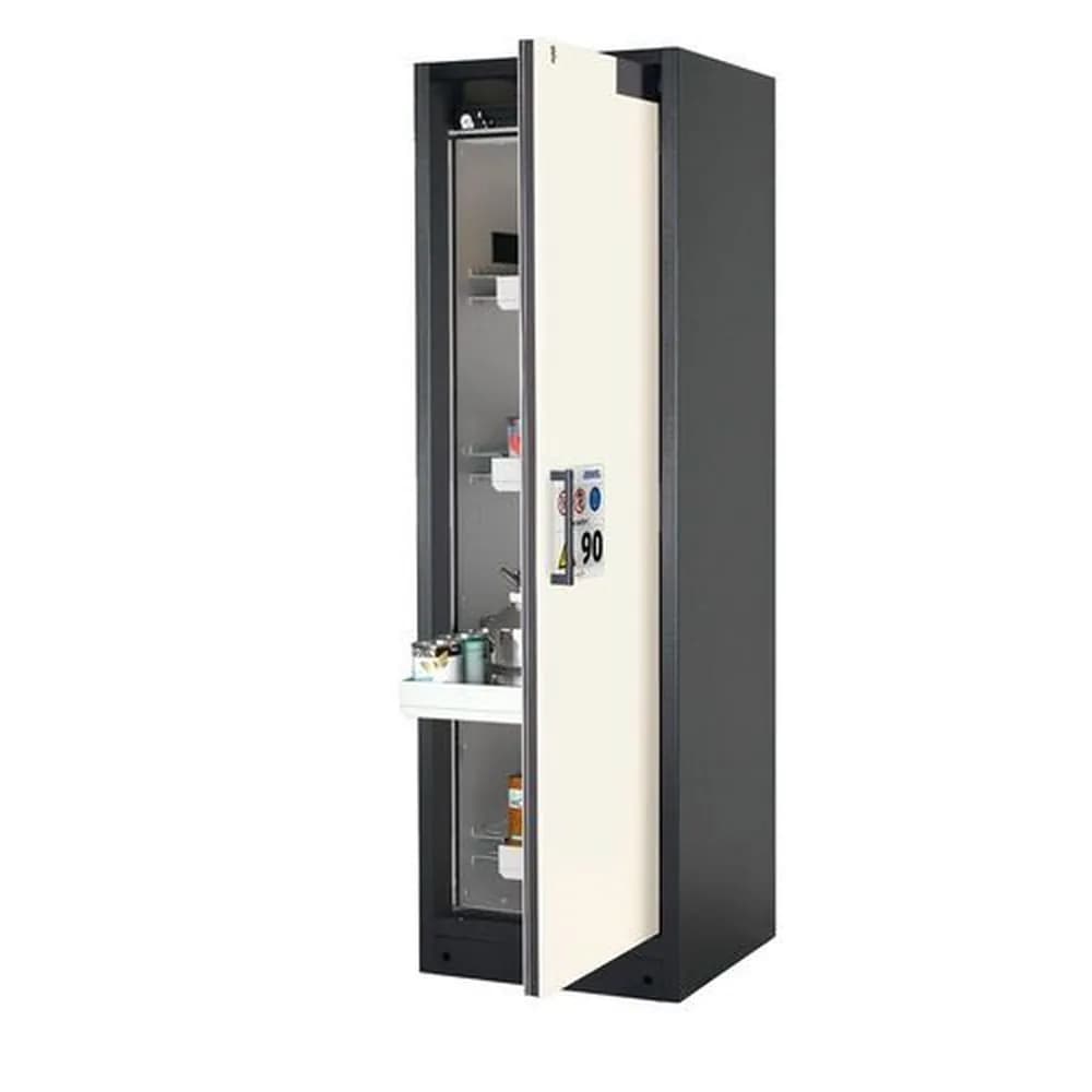 asecos® - asecos Feuerbeständiger Gefahrstoffschrank Select W-64R, 4 Auszugswannen, Tür weiß (rechts)