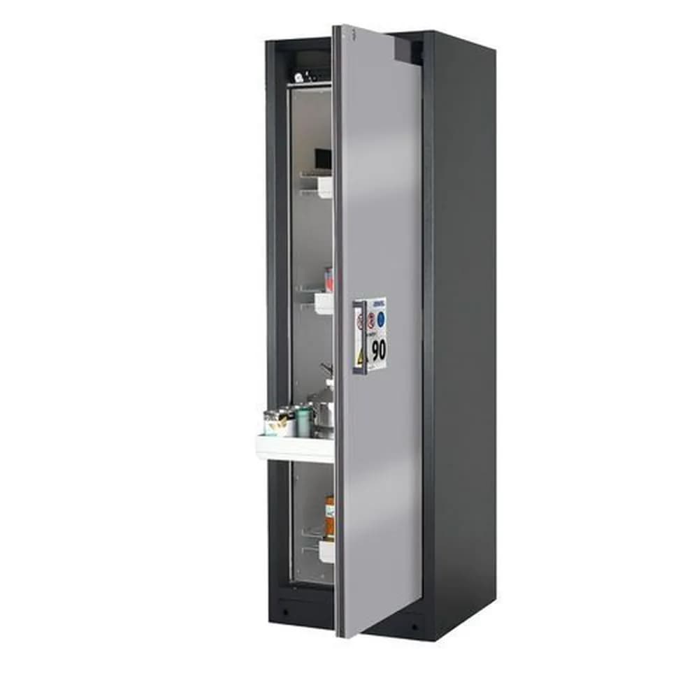 asecos® - asecos Feuerbeständiger Gefahrstoffschrank Select W-64R, 4 Auszugswannen, Tür silber (rechts)