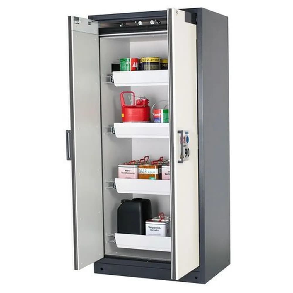 asecos® - Feuerbeständiger Gefahrstoffschrank Select W-94, 4 Auszugswannen, Türen weiß