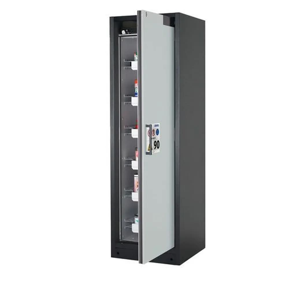 asecos® - asecos Feuerbeständiger Gefahrstoffschrank Select W-66R-O "one touch", 6 Auszugswannen, Tür grau