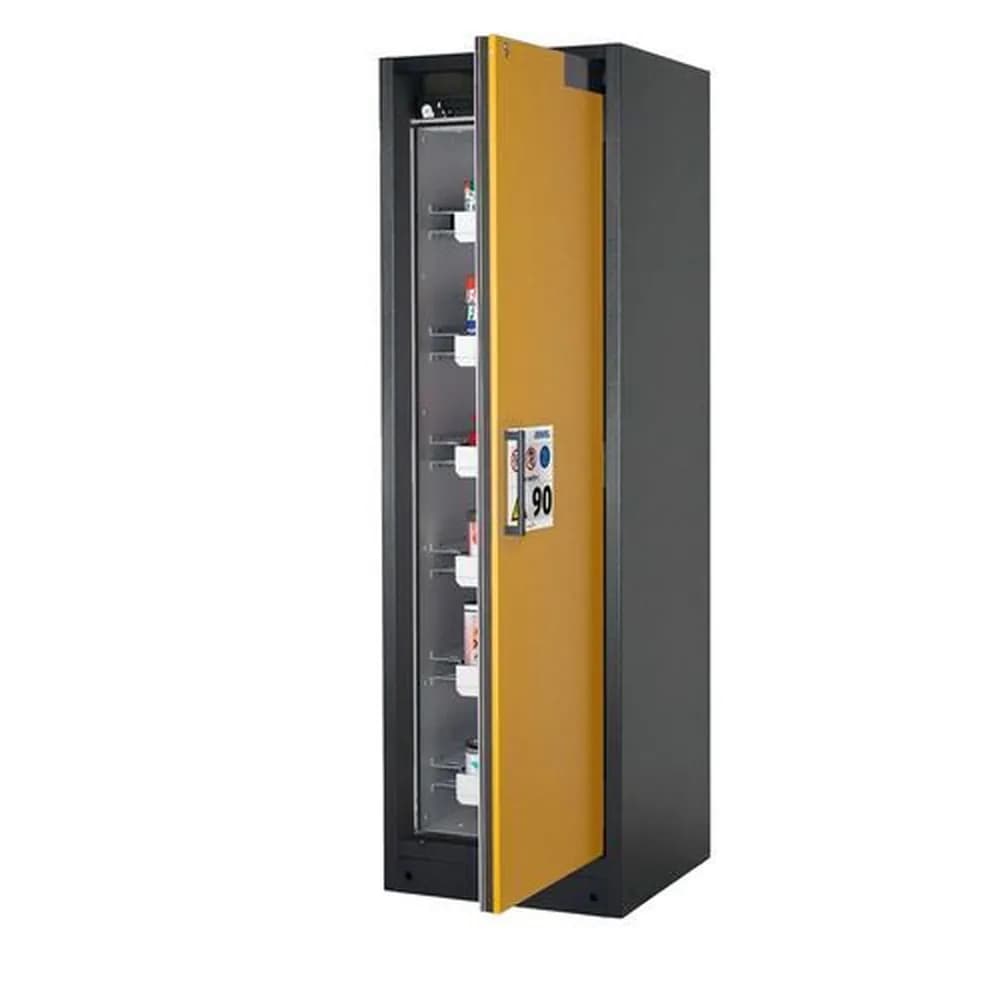 asecos® - asecos Feuerbeständiger Gefahrstoffschrank Select W-66R, 6 Auszugswannen, Tür gelb (rechts)