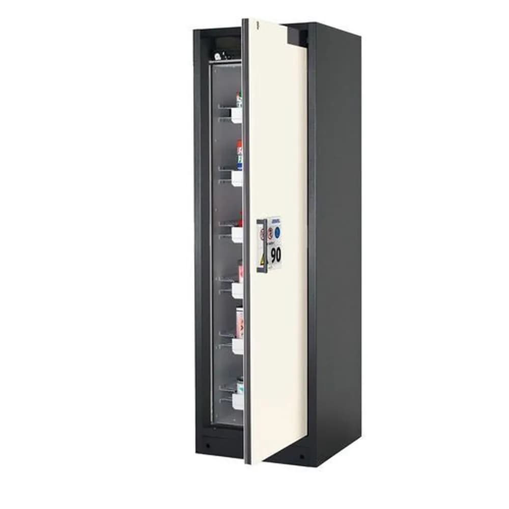 asecos® - asecos Feuerbeständiger Gefahrstoffschrank Select W-66R, 6 Auszugswannen, Tür weiß (rechts)
