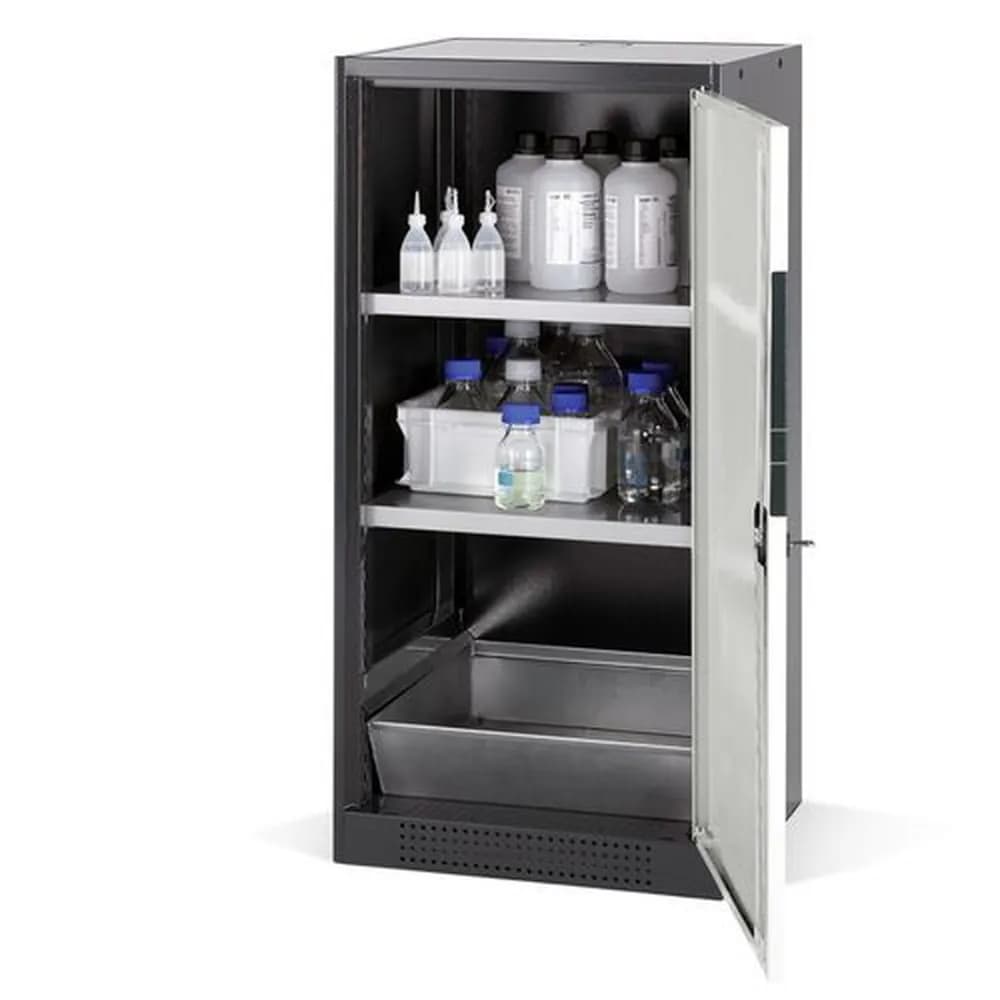asecos® - asecos Chemikalienschrank Systema CS-52R, Korpus anthrazit, grau, 2 Einlegeböden und Bodenwanne