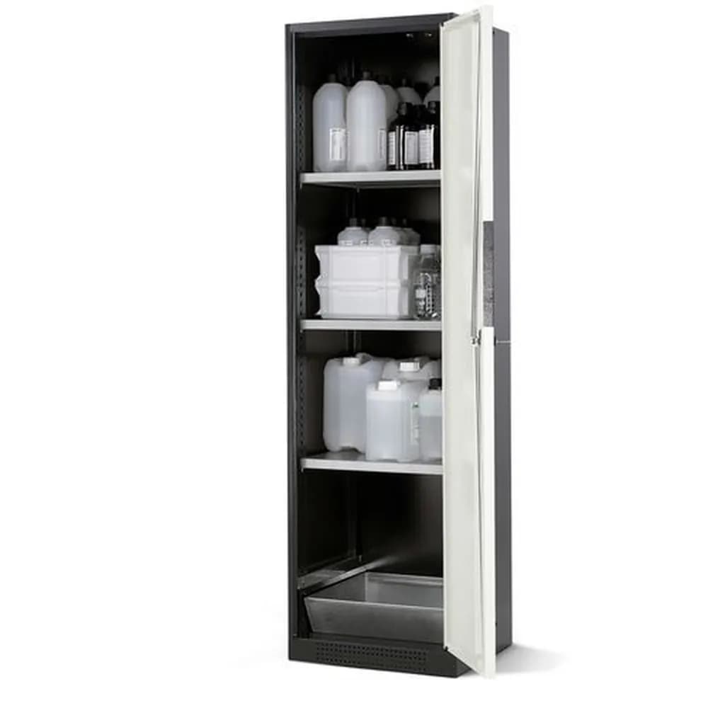 asecos® - asecos Chemikalienschrank Systema CS-53R, Korpus anthrazit, grau, 3 Einlegeböden und Bodenwanne