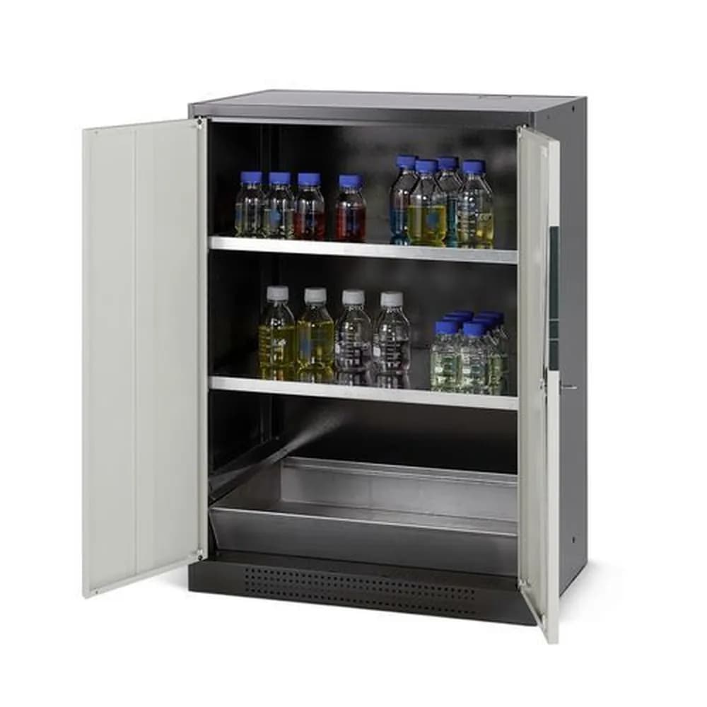 asecos® - asecos Chemikalienschrank Systema CS-82, Korpus anthrazit, grau, 2 Einlegeböden und Bodenwanne