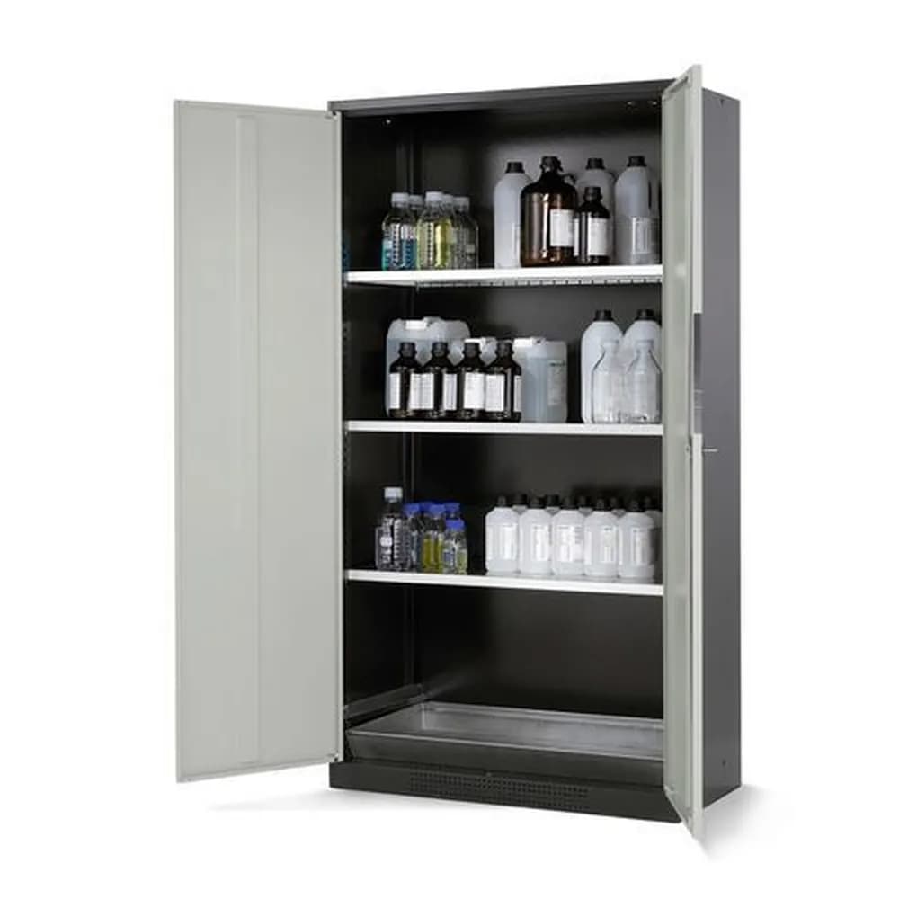 asecos® - asecos Chemikalienschrank Systema CS-103, Korpus anthrazit, grau, 3 Einlegeböden und Bodenwanne