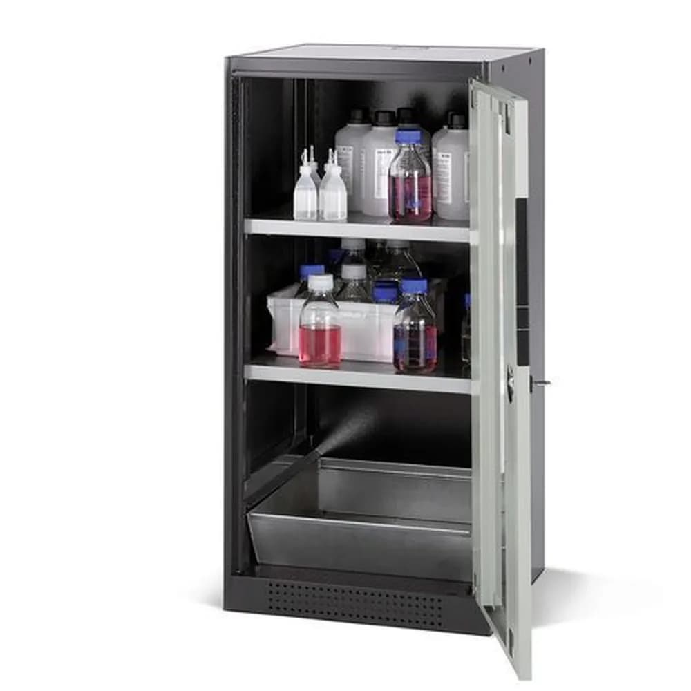 asecos® - asecos Chemikalienschrank Systema CS-52RG, Korpus anthrazit, grau, 2 Einlegeböden und Bodenwanne