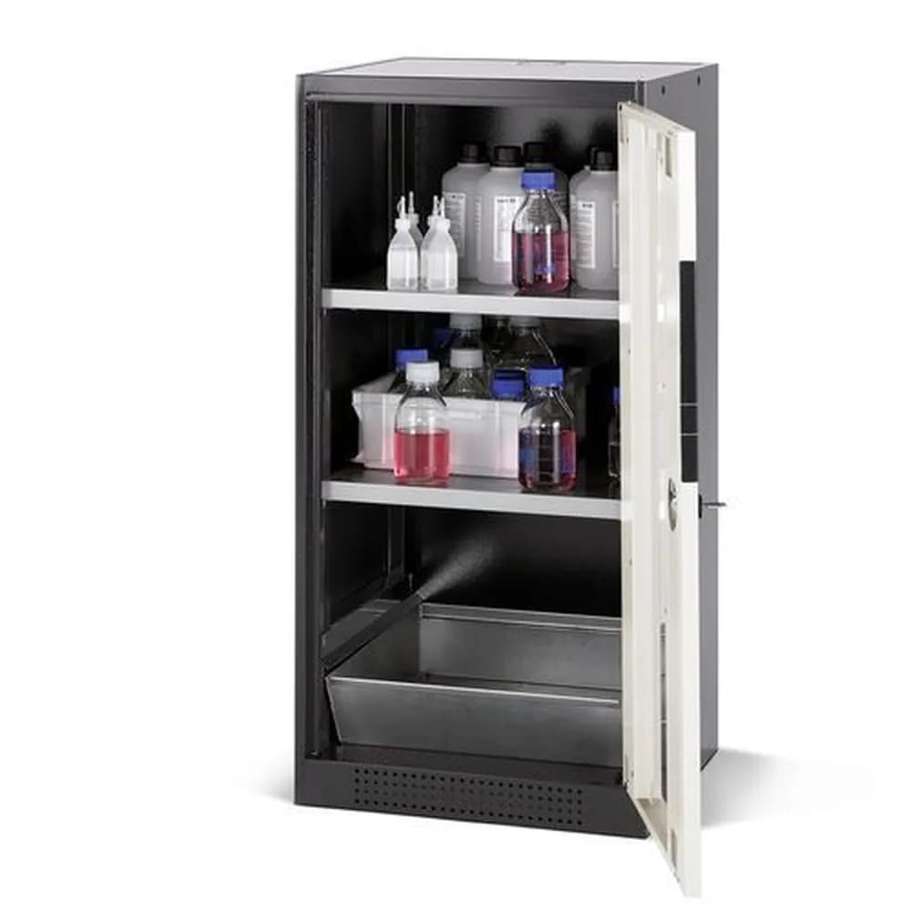 asecos® - asecos Chemikalienschrank Systema CS-52RG, Korpus anthrazit, weiss, 2 Einlegeböden und Bodenwanne