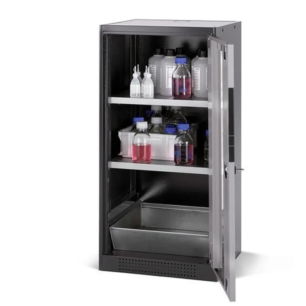 asecos® - asecos Chemikalienschrank Systema CS-52RG, Korpus anthrazit, silber, 2 Einlegeböden und Bodenwanne