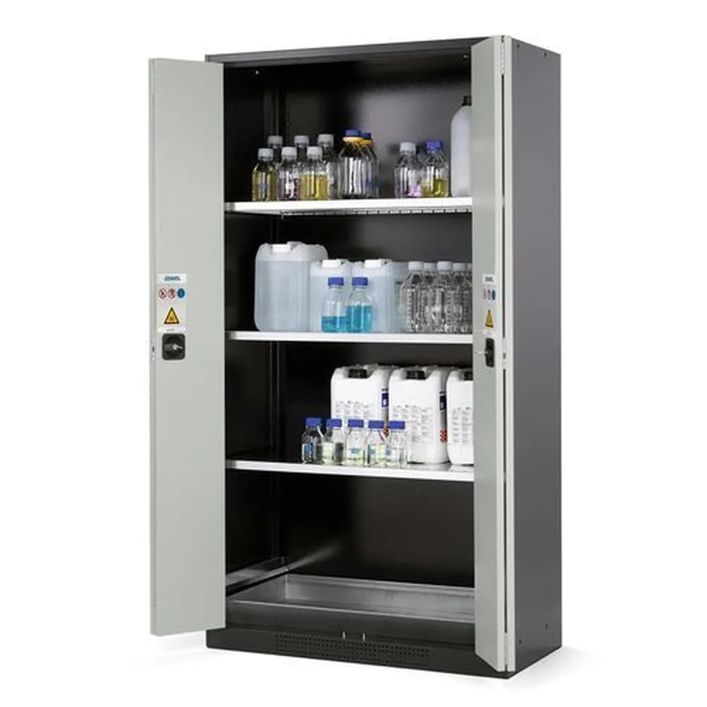asecos® - asecos Chemikalienschrank Systema CS-103F, Korpus anthrazit, grau, 3 Einlegeböden und Bodenwanne