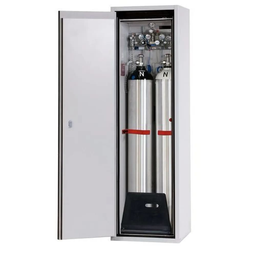 asecos® - asecos Gasflaschenschrank feuerbeständig G90, 2 x 50 l Flaschen, B 600 mm, Tür links, grau