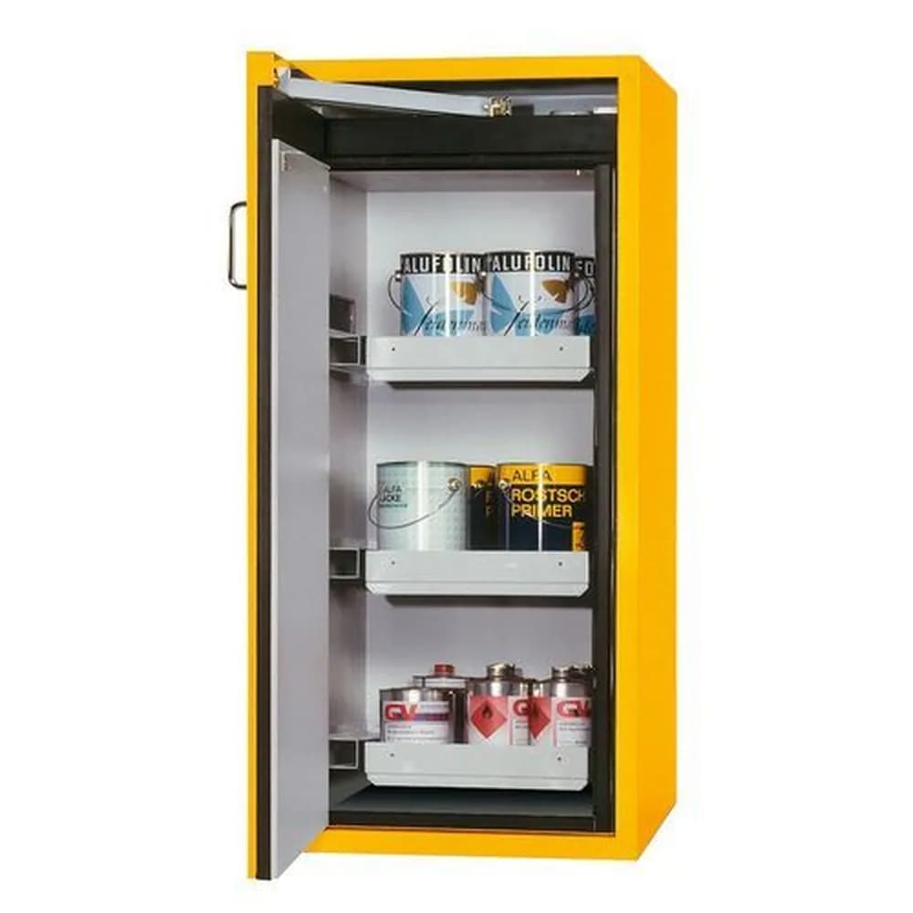 asecos® - asecos Feuerbeständiger Gefahrstoffschrank Edition, 3 Auszugswannen, gelb, G-600-3-F, H 1300 mm
