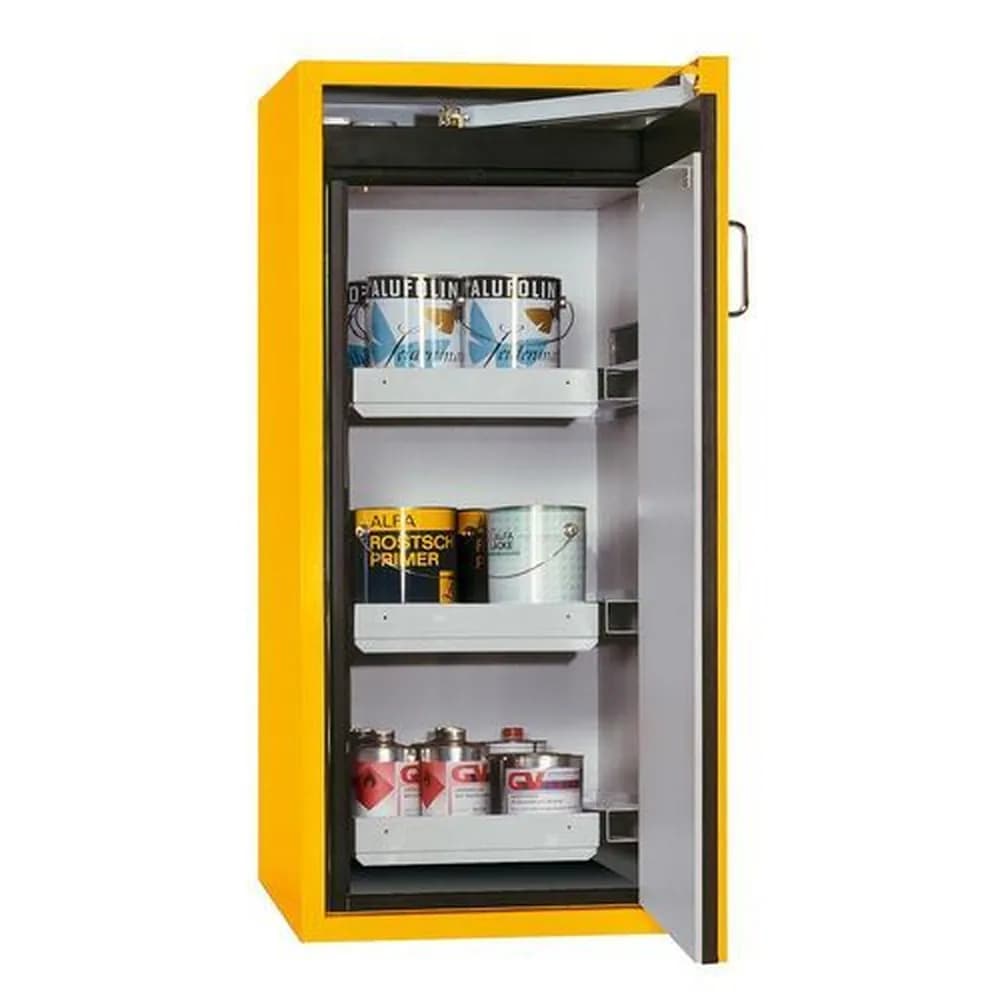 asecos® - asecos Feuerbeständiger Gefahrstoffschrank Edition, 3 Auszugswannen, gelb, OT, G-600-3-FP, H 1300 mm